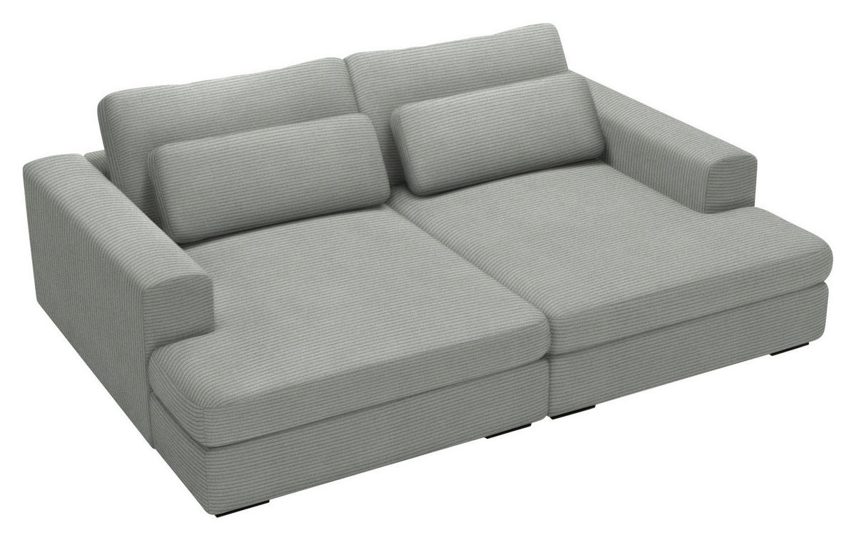 BIGSOFA in Cord Hellgrau  - Hellgrau/Schwarz, Design, Textil (223/80/158cm) - Lomoco