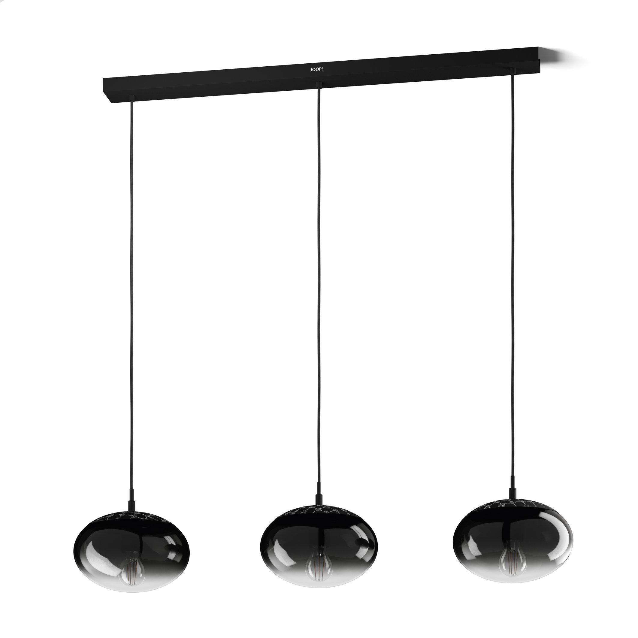 HÄNGELEUCHTE Curve lights 107/25/110 cm   - Transparent/Schwarz, LIFESTYLE, Glas/Metall (107/25/110cm) - Joop!