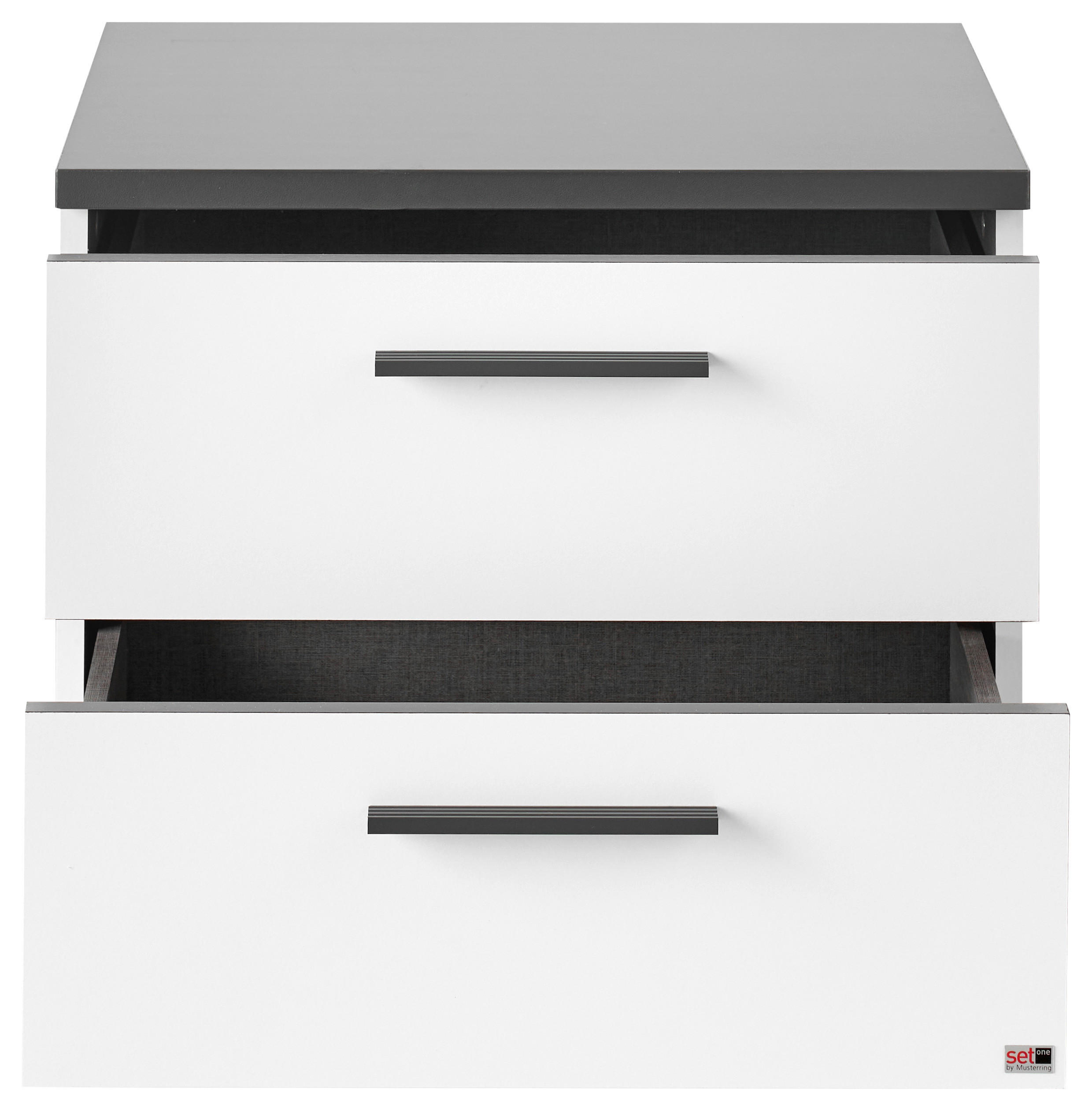 Thumbnail - SetOne by Musterring Nachtschrank, Graphit, Weiß, Kunststoff, 2 Schubladen, 54x46x40 cm, Soft-Close-System, Schlafzimmer...