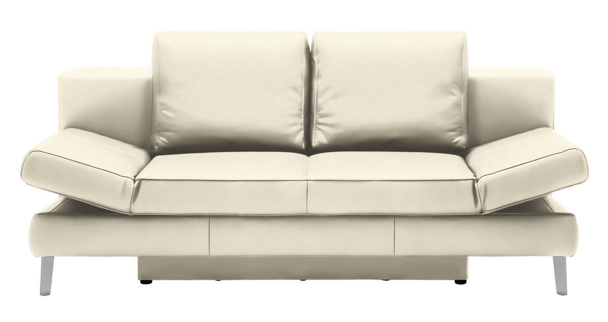 SCHLAFSOFA in Echtleder Naturfarben  - Chromfarben/Naturfarben, Design, Leder/Metall (200/85/90cm) - Novel