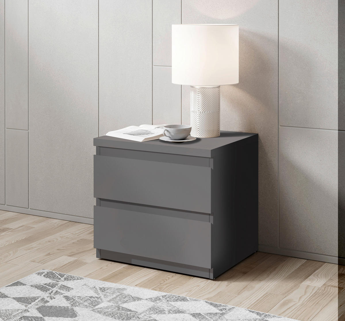 NACHTSCHRANK 45/43,6/38 cm  - Graphitfarben/Schwarz, Basics, Holzwerkstoff/Kunststoff (45/43,6/38cm) - MID.YOU