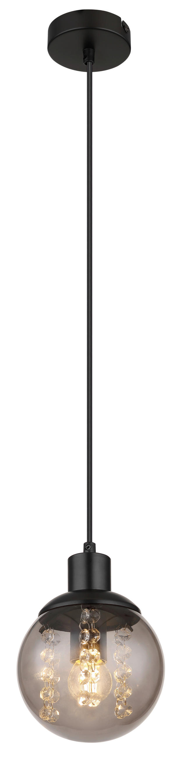 HÄNGELEUCHTE 15/150 cm  - Klar/Schwarz, Design, Glas/Kunststoff (15/150cm) - Globo