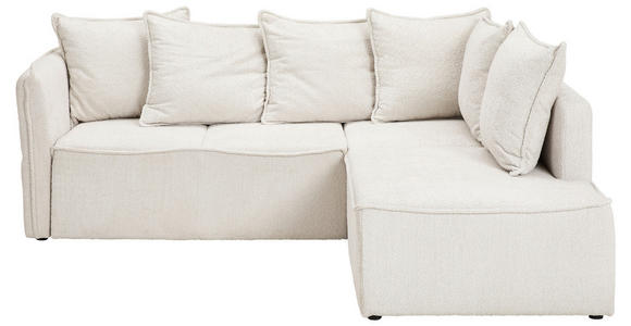 ECKSOFA Beige Chenille Rückenkissen, Rücken echt, Bettkasten, Schlaffunktion  - Beige/Schwarz, KONVENTIONELL, Kunststoff/Textil (233/193cm) - Carryhome