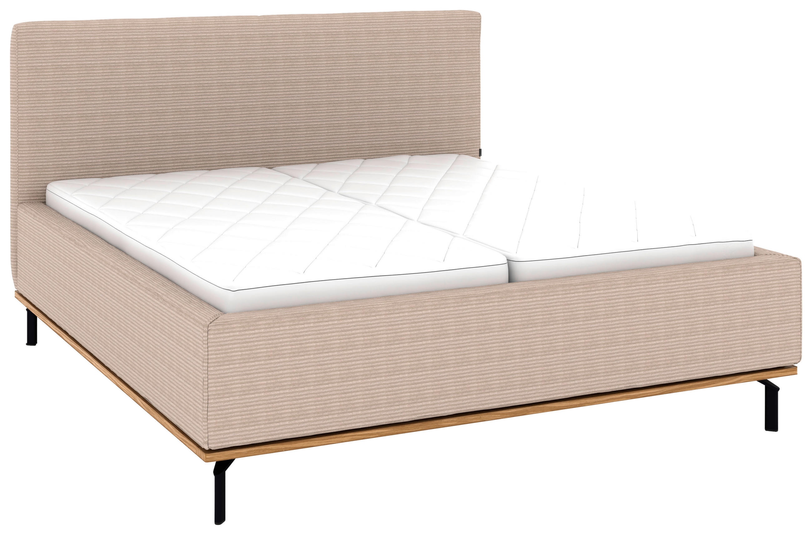 POLSTERBETT 180/200 cm,  in Taupe, Matratze, Lattenrost, Bettkasten, H2 + H3 = mittel + fest  - Taupe/Graphitfarben, Design, Holz/Textil (180/200cm) - Musterring