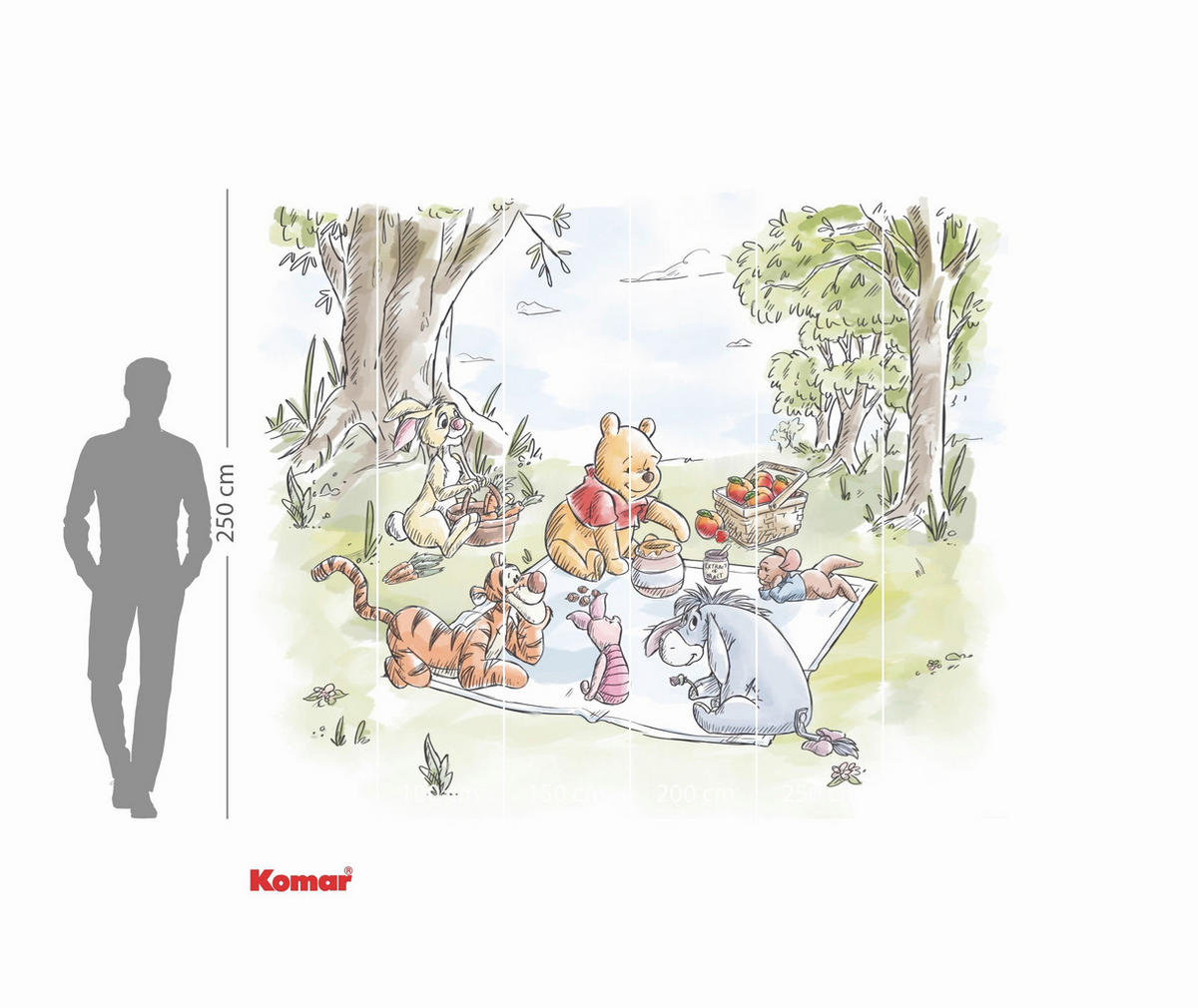 FOTOTAPETE WINNIE THE POOH  - Naturfarben, Design, Textil (300/250cm) - Disney