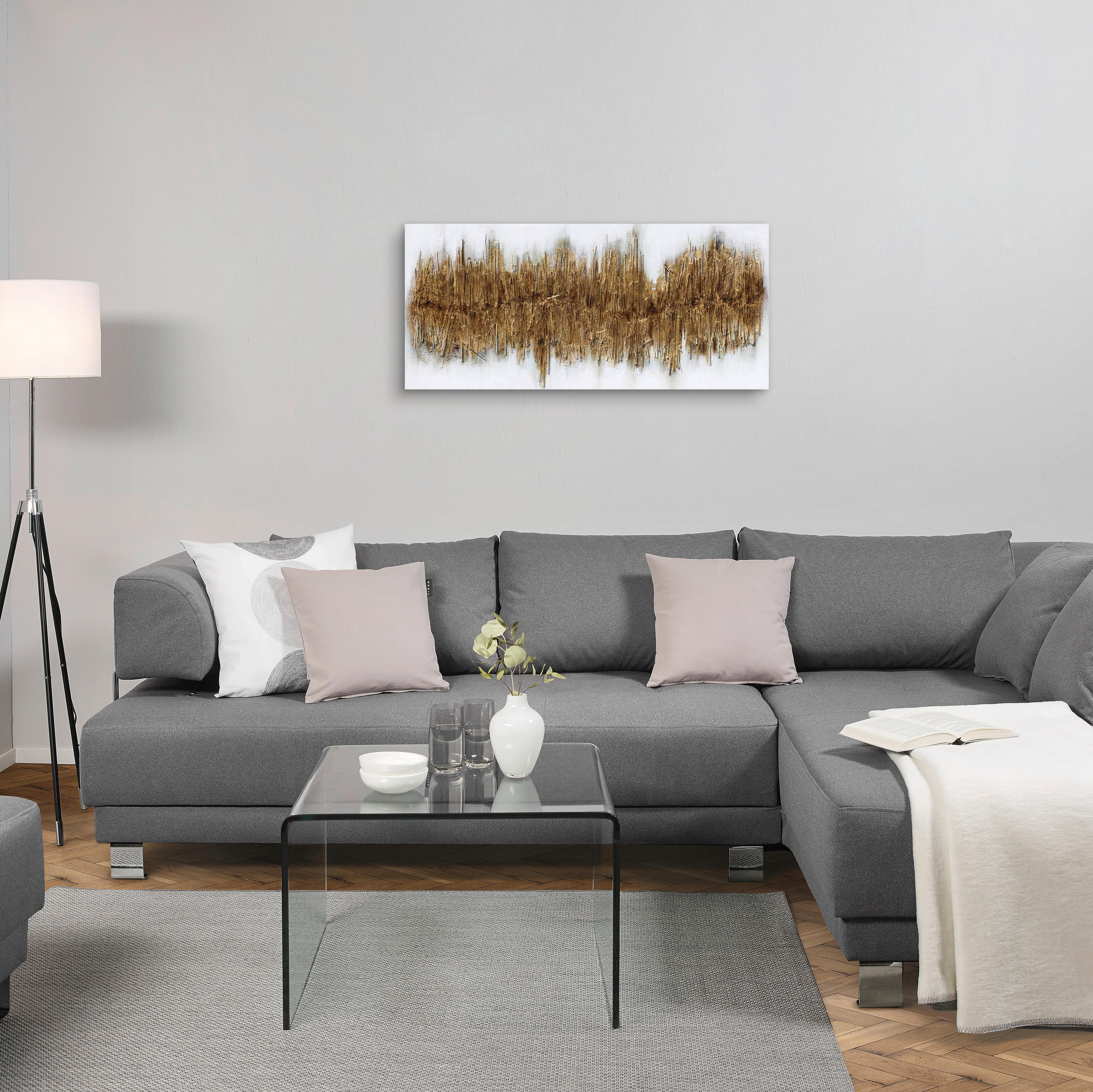 ULJENA SLIKA  120/55 cm       - bijela/zlatne boje, Basics, drvo/tekstil (120/55cm) - Monee
