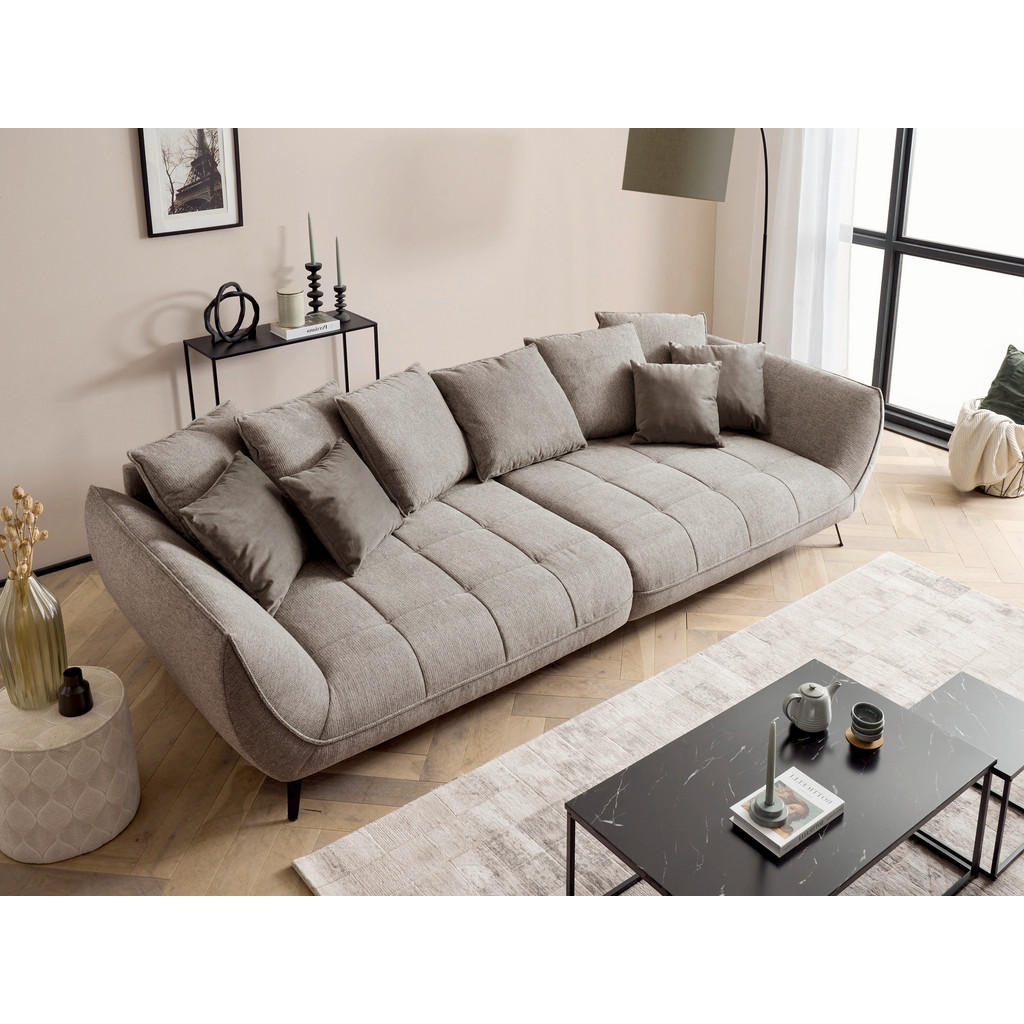 Thumbnail - Livetastic Bigsofa Triton, Taupe, Textil, 4-Sitzer, Füllung: Silikon,Silikon, Schaumstoffflocken,Silikon, 311x95x130 cm,...