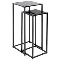 BLUMENTISCHSET in Metall, Glas 25-30/25-30/60-70 cm  - Schwarz, Design, Glas/Metall (25-30/25-30/60-70cm)