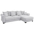 ECKSOFA Hellgrau Cord  - Hellgrau/Schwarz, KONVENTIONELL, Kunststoff/Textil (318/197cm) - Hom`in