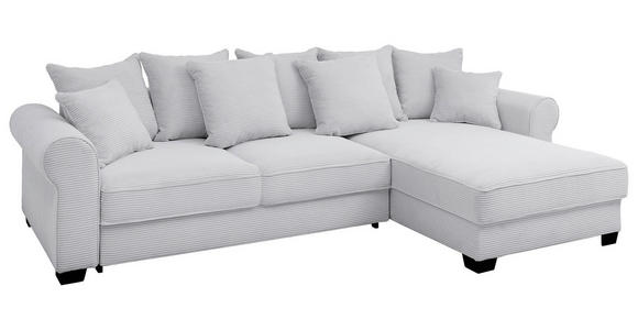 ECKSOFA Hellgrau Cord  - Hellgrau/Schwarz, KONVENTIONELL, Kunststoff/Textil (318/197cm) - Hom`in