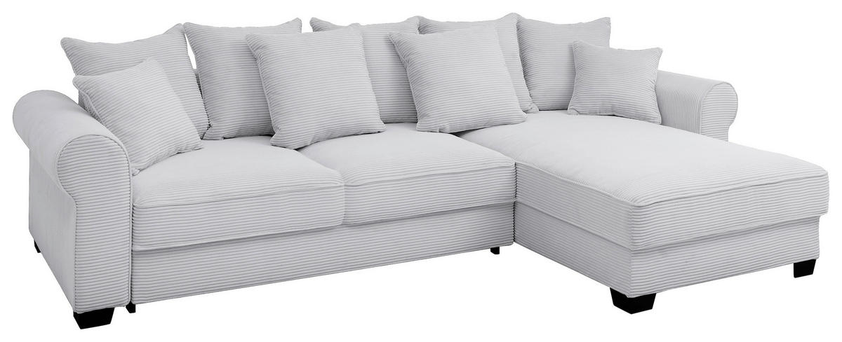 ECKSOFA Hellgrau Cord  - Hellgrau/Schwarz, KONVENTIONELL, Kunststoff/Textil (318/197cm) - Hom`in