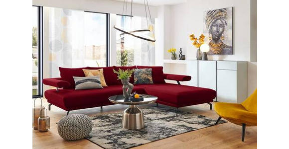 ECKSOFA in Mikrofaser Rot 305/224 cm - Rot/Schwarz, Design, Textil/Metall (305/224cm) - Dieter Knoll