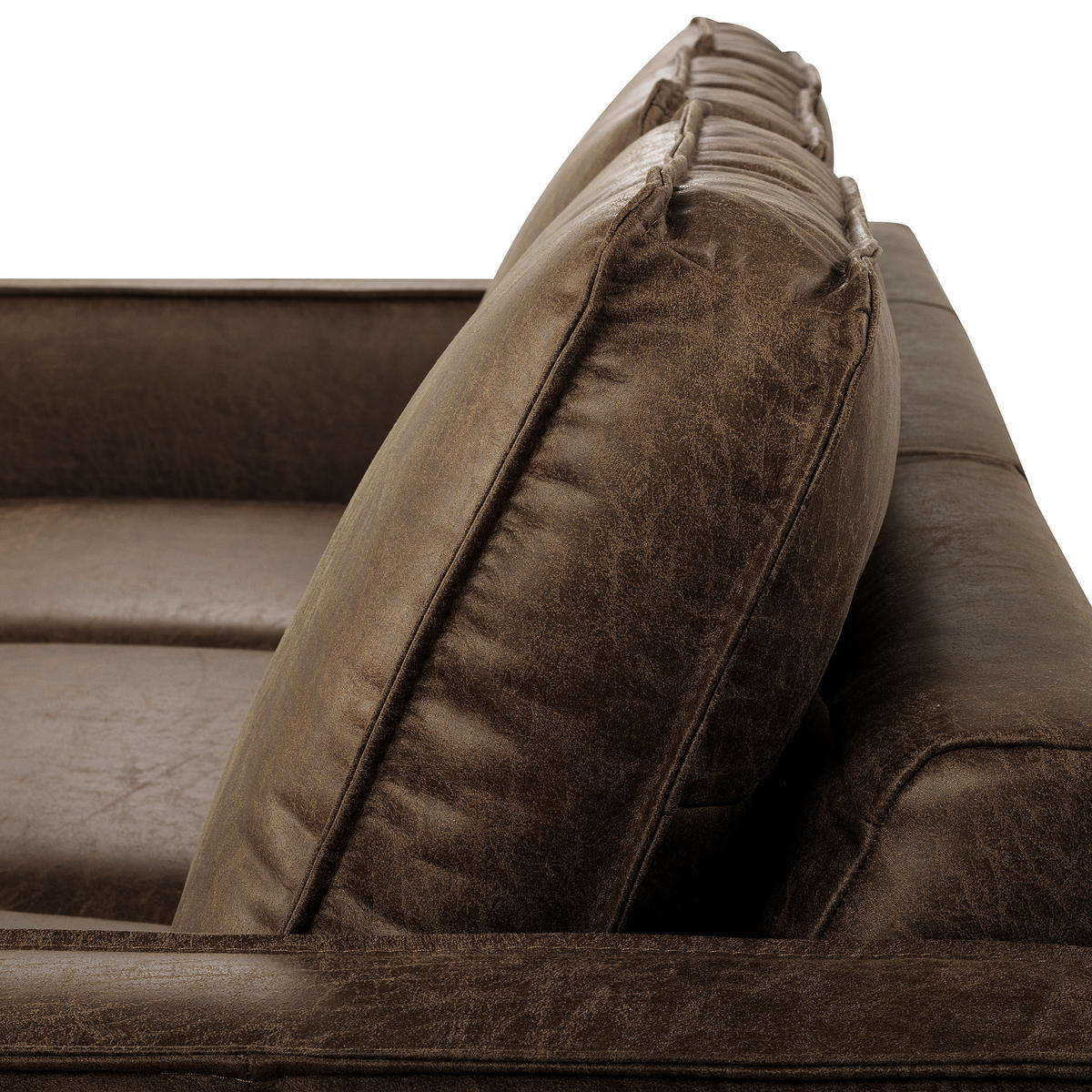 ECKSOFA Dunkelbraun Echtleder Lederlook Bettkasten, Schlaffunktion, Rücken echt  - Dunkelbraun/Schwarz, Design, Leder/Textil (166/238cm) - Livetastic