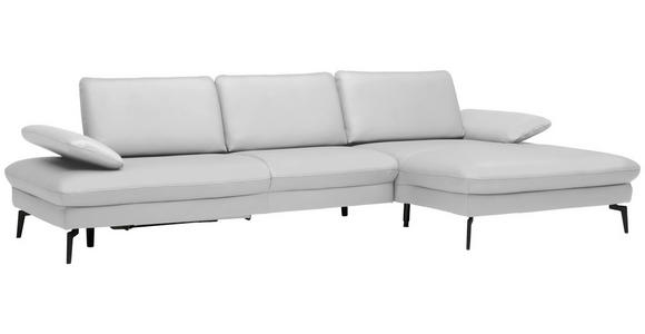 ECKSOFA in Echtleder Weiß 325/157 cm - Schwarz/Weiß, Design, Leder/Metall (325/157cm) - Dieter Knoll