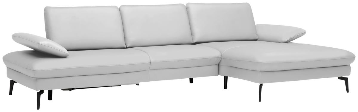 ECKSOFA in Echtleder Weiss  - Weiss/Schwarz, Design, Leder/Metall (325/157cm) - Dieter Knoll