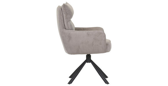 ARMLEHNSTUHL  Stoffauswahl, Sitzfläche 360° drehbar, automatische Rückholfunktion Cord  - Taupe/Schwarz, Design, Textil/Metall (60/95/62cm) - Novel