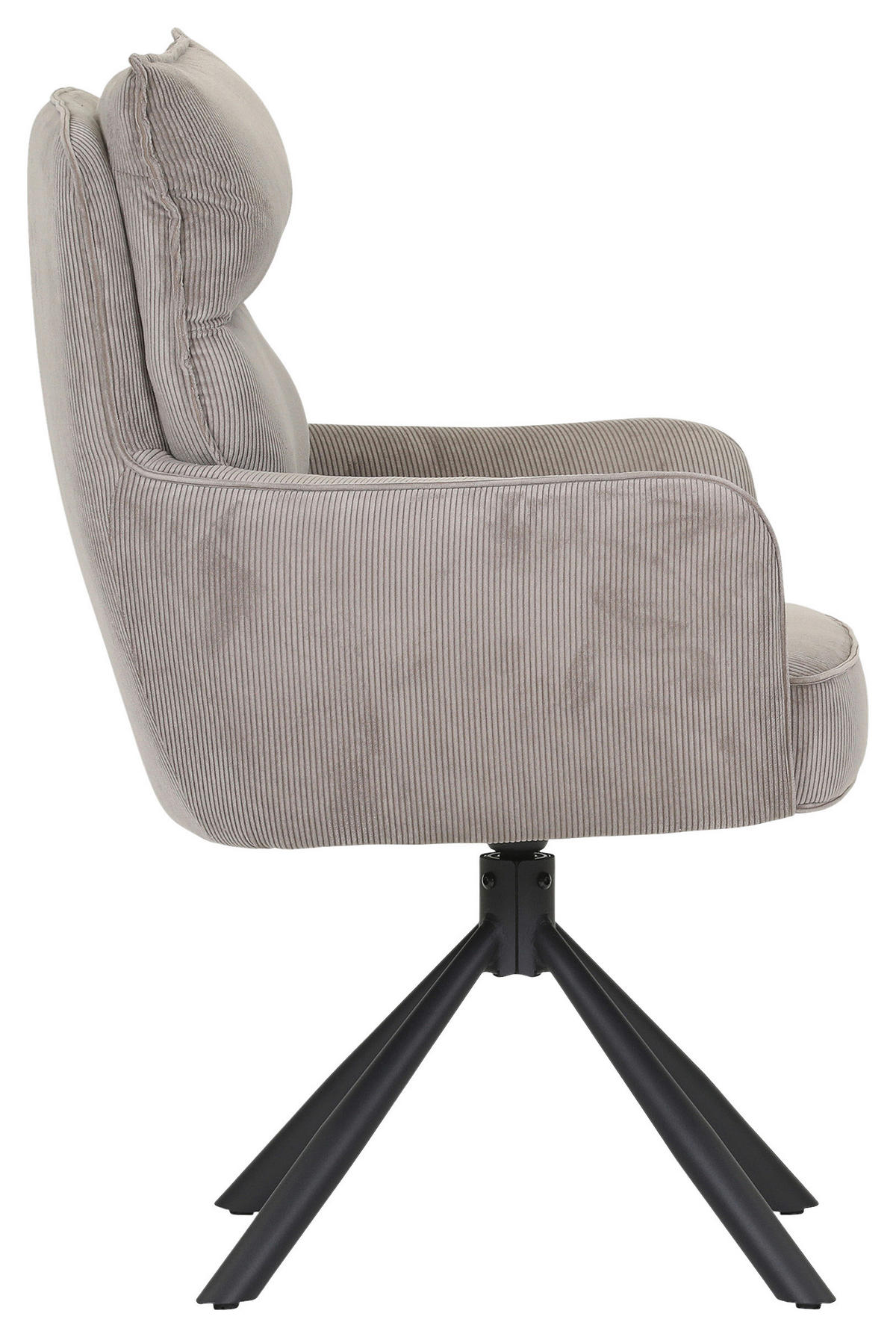 ARMLEHNSTUHL  Stoffauswahl, Sitzfläche 360° drehbar, automatische Rückholfunktion Cord  - Taupe/Schwarz, Design, Textil/Metall (60/95/62cm) - Novel