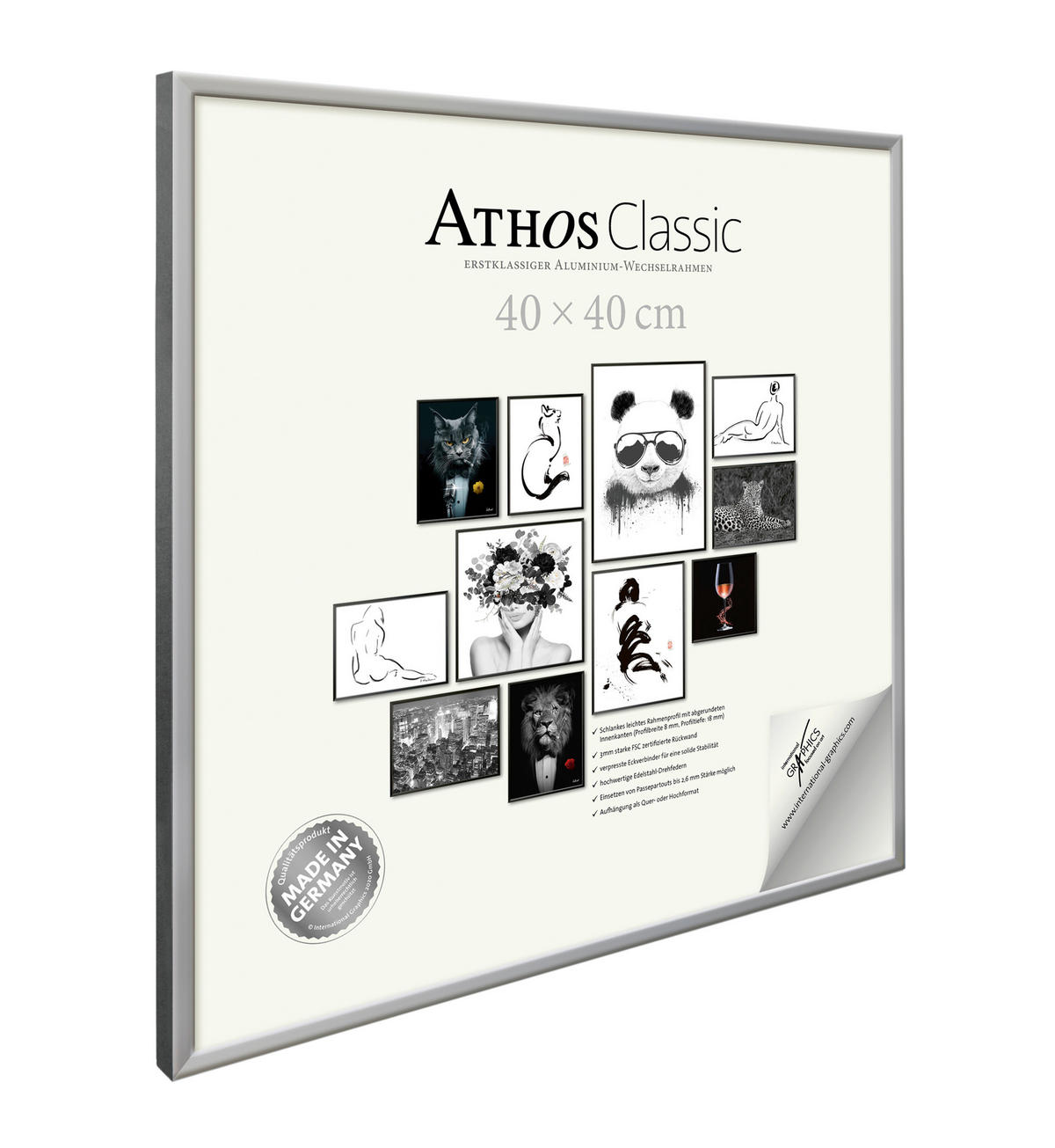 BILDERRAHMEN - Silberfarben, Basics, Papier/Holzwerkstoff (40/40/1,8cm)