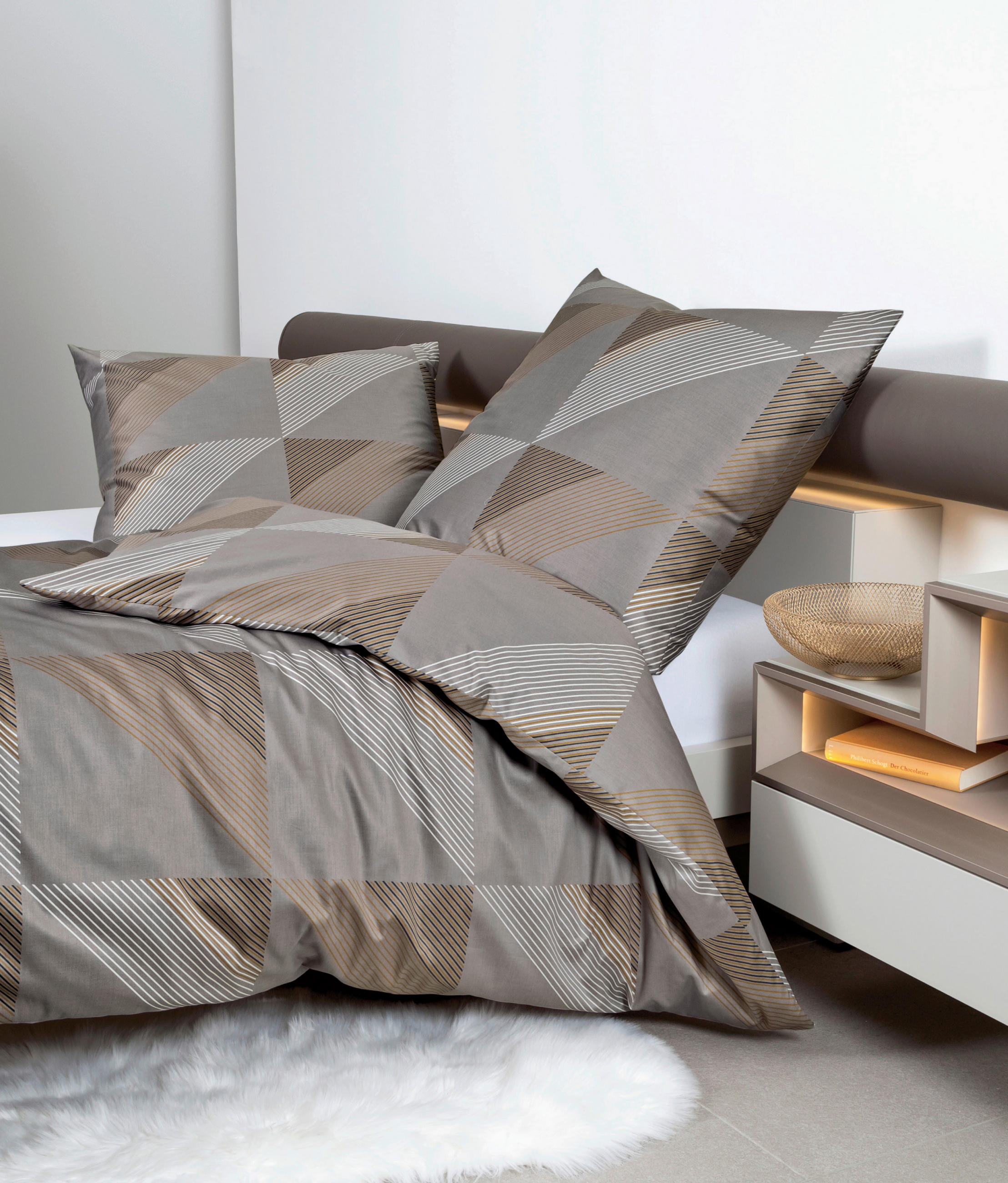 BETTWÄSCHE J.D. Makosatin 155/220 cm  - Taupe, Design, Textil (155/220cm) - Janine