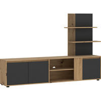 WOHNWAND 2-teilig  in Anthrazit, Eiche Artisan  202/133/40 cm  - Anthrazit/Eiche Artisan, Design, Holzwerkstoff (202/133/40cm) - Livetastic