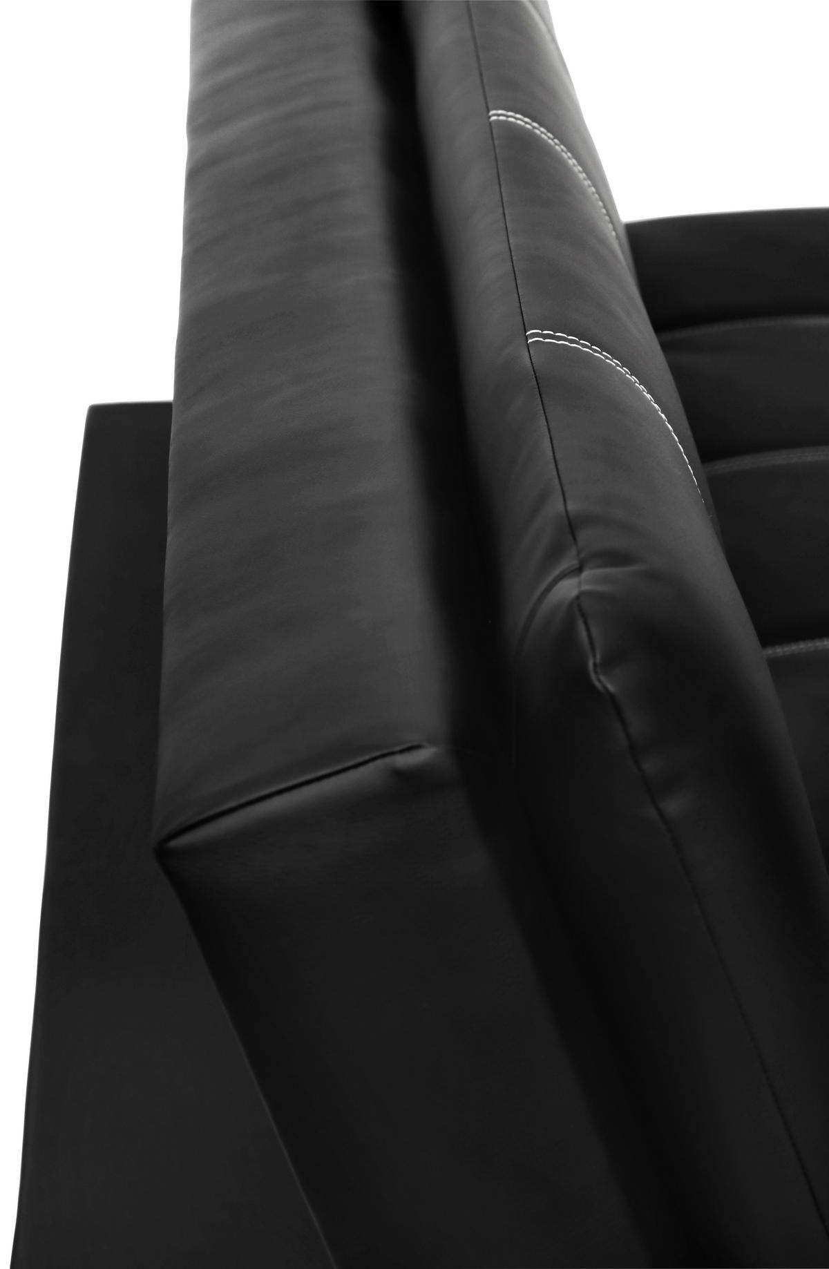 SCHLAFSOFA Lederlook Schwarz  - Silberfarben/Schwarz, Design, Textil/Metall (180/78/93cm) - P & B