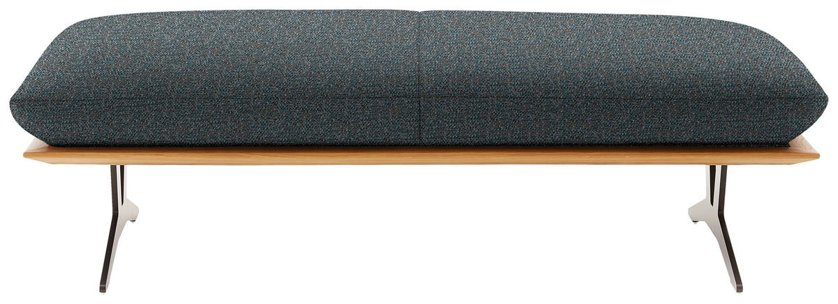 HOCKERBANK in Holz, Textil Blau  - Blau/Schwarz, Design, Holz/Textil (150/43/60cm) - Dieter Knoll