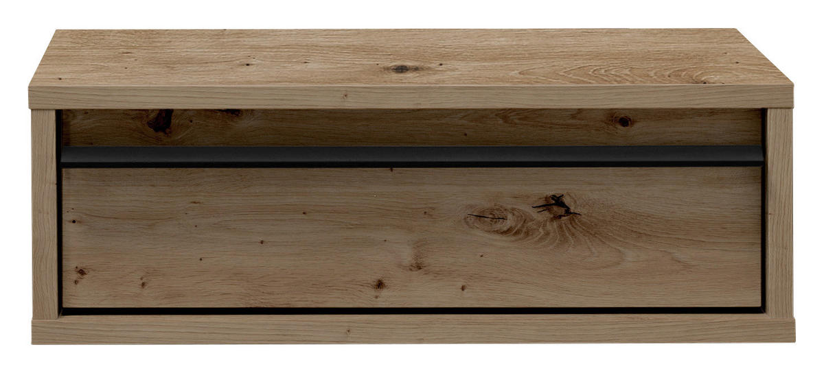 NACHTSCHRANK 50/17/34 cm  - Schwarz/Eiche Artisan, KONVENTIONELL, Holzwerkstoff/Metall (50/17/34cm) - Chameo