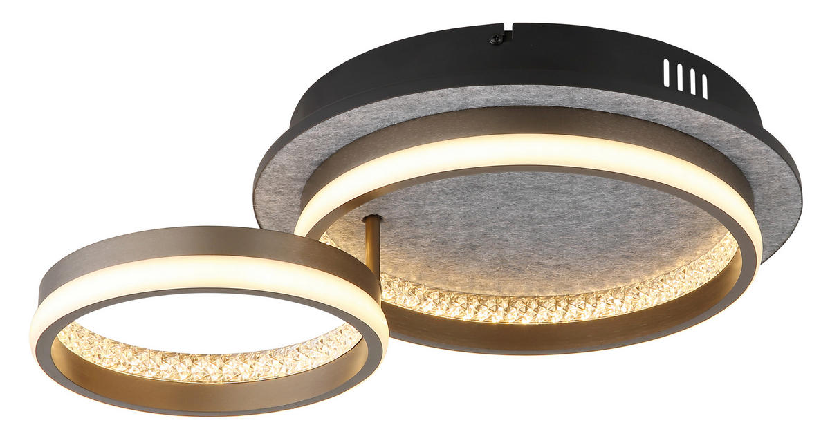 LED-DECKENLEUCHTE DELLA 47,2/34/14 cm   - Klar/Schwarz, Design, Kunststoff/Metall (47,2/34/14cm) - Globo