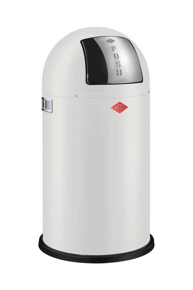 ABFALLSAMMLER PUSHBOY 50 L  - Edelstahlfarben/Weiß, KONVENTIONELL, Kunststoff/Metall (40/75,5cm) - Wesco