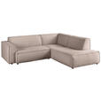 ECKSOFA in Cord Taupe  - Taupe/Schwarz, KONVENTIONELL, Kunststoff/Textil (254/224cm) - Hom`in