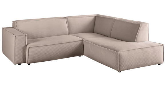 ECKSOFA Taupe Cord  - Taupe/Schwarz, KONVENTIONELL, Kunststoff/Textil (254/224cm) - Hom`in