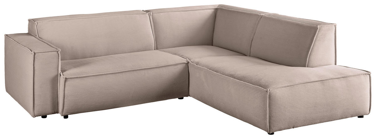 ECKSOFA Taupe Cord  - Taupe/Schwarz, KONVENTIONELL, Kunststoff/Textil (254/224cm) - Hom`in