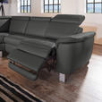 ECKSOFA in Echtleder Anthrazit  - Anthrazit/Alufarben, Design, Leder/Metall (242/271cm) - Cantus