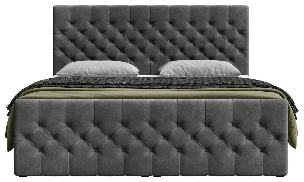 BOXBETT 140/200 cm,  in Schwarz, Matratze, Topper, H3 = fest  - Schwarz, KONVENTIONELL, Holz/Kunststoff (140/200cm) - Chameo
