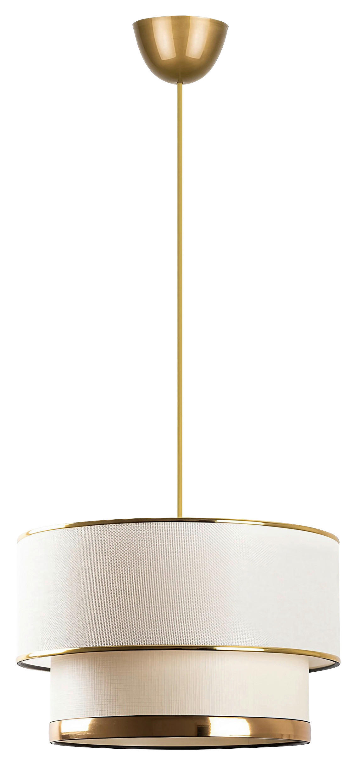 HÄNGELEUCHTE 30/65 cm   - Goldfarben/Creme, Design, Textil/Metall (30/65cm) - P & B