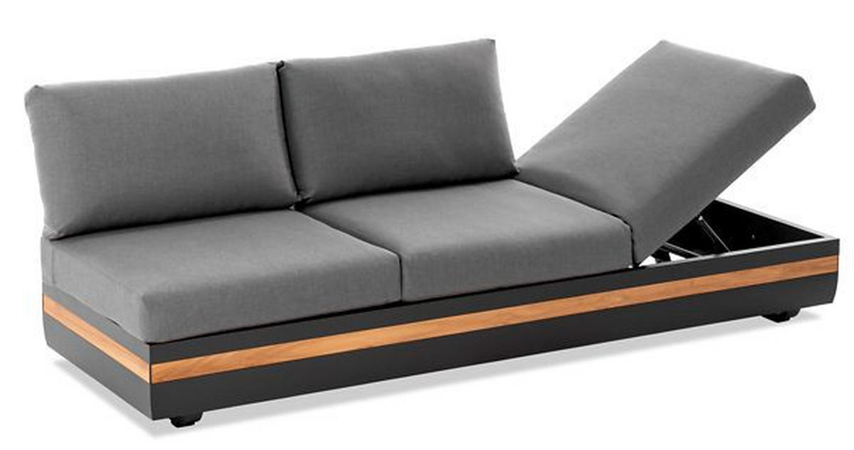 LOUNGESOFA  - Anthrazit/Teakfarben, Design, Holz/Textil (220/80/75cm)