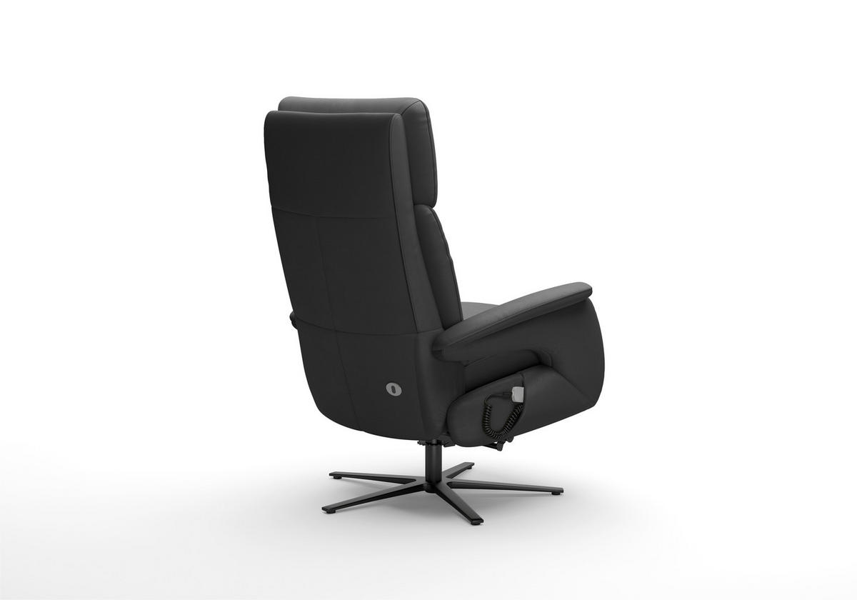 RELAXSESSEL TV TRIPLE SEVEN XTRA LARGE M2 Echtleder Kopfteilverstellung, Fußteilverstellung, Rücken echt    - Schwarz, Basics, Leder/Metall (86/113/86cm) - Sit & More