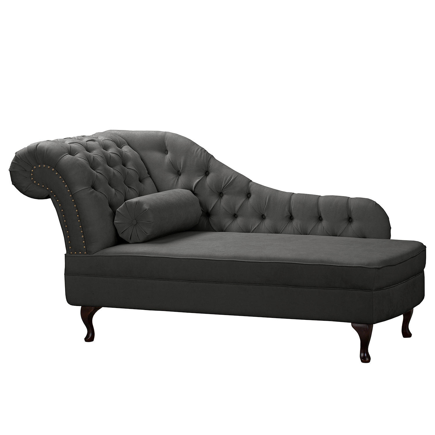 RÉCAMIERE Pako in Mikrofaser Dunkelgrau  - Dunkelgrau/Braun, Design, Holz/Textil (185/93/75cm) - Livetastic