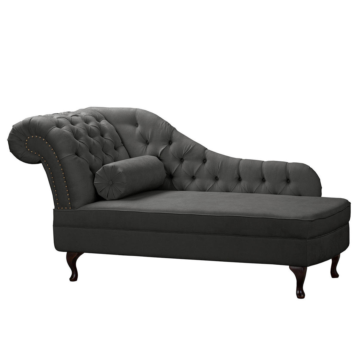 RÉCAMIERE Pako in Mikrofaser Dunkelgrau  - Dunkelgrau/Braun, Design, Holz/Textil (185/93/75cm) - Livetastic