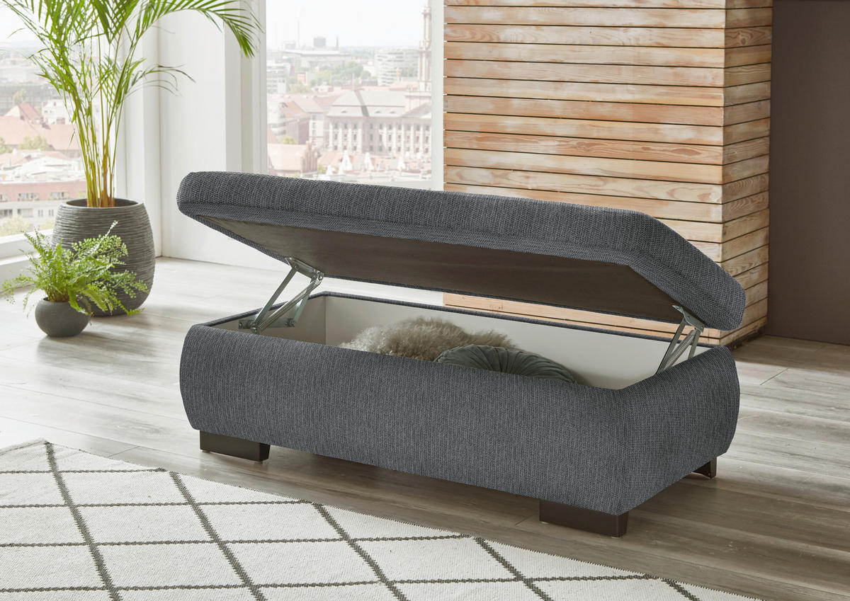 ECKSOFA in Flachgewebe Graubraun  - Graubraun/Schwarz, Design, Textil/Metall (297/174cm) - Beldomo Style