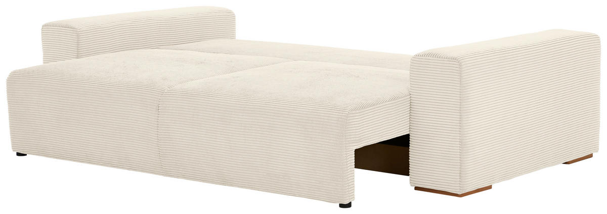 SCHLAFSOFA in Cord Creme  - Buchefarben/Creme, Konventionell, Holz/Kunststoff (255/86/123cm) - Livetastic