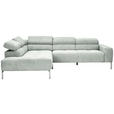 ECKSOFA Grau Flachgewebe  - Chromfarben/Grau, KONVENTIONELL, Textil/Metall (224/282cm) - Hom`in