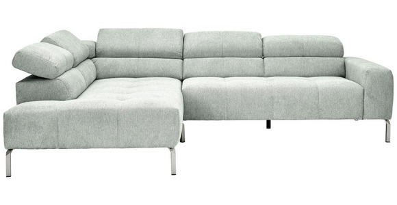 ECKSOFA Grau Flachgewebe - Chromfarben/Grau, KONVENTIONELL, Textil/Metall (224/282cm) - Hom`in