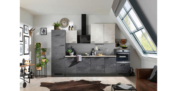 KÜCHENLEERBLOCK 340 cm in Graphitfarben - Schwarz/Graphitfarben, Design, Holzwerkstoff/Metall (340cm) - Xora