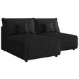 ECKSOFA Anthrazit Cord Zierkissen, Rückenkissen, Schlaffunktion, Rücken echt  - Anthrazit/Schwarz, MODERN, Kunststoff/Textil (153/200cm) - Xora