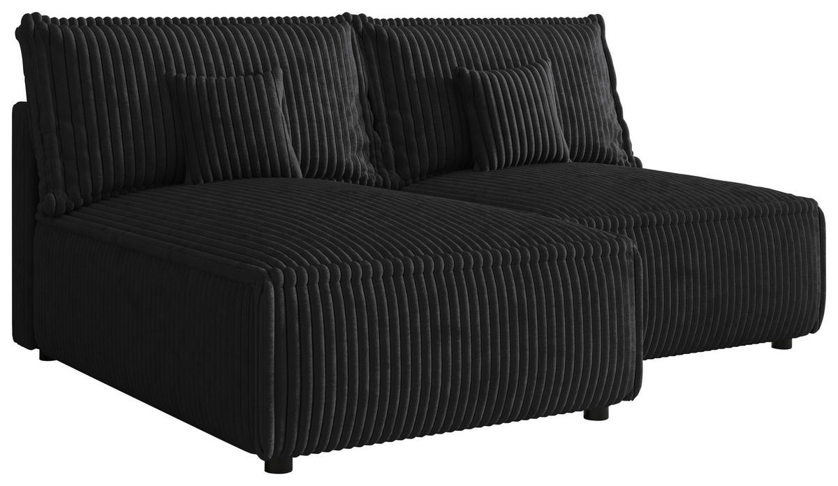 ECKSOFA Anthrazit Cord Zierkissen, Rückenkissen, Schlaffunktion, Rücken echt  - Anthrazit/Schwarz, MODERN, Kunststoff/Textil (153/200cm) - Xora