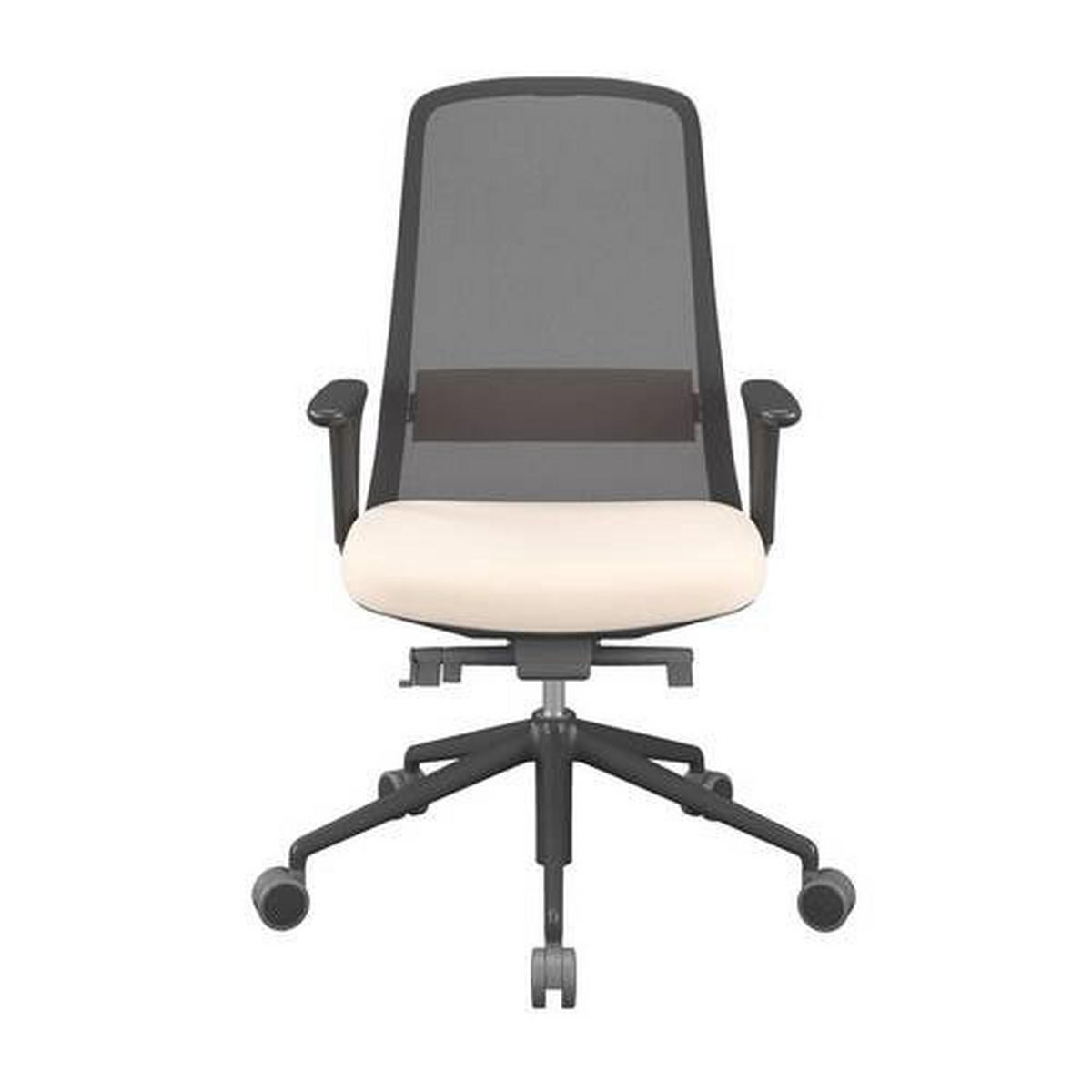 DREHSTUHL Netzbespannung, Webstoff Schwarz, Beige  - Beige/Schwarz, MODERN, Kunststoff/Textil (70/103-115/70cm)