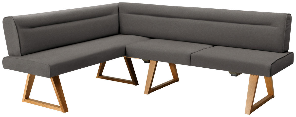 ECKBANK in Holz, Textil Eichefarben, Dunkelgrau  - Eichefarben/Dunkelgrau, Konventionell, Holz/Textil (170/230cm) - Moderano