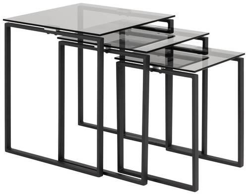 BEISTELLTISCHSET in Glas 36-50/36-50/45-55 cm  - Schwarz/Grau, Trend, Glas/Metall (36-50/36-50/45-55cm)