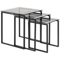 BEISTELLTISCHSET in Glas 36-50/36-50/45-55 cm  - Schwarz/Grau, Trend, Glas/Metall (36-50/36-50/45-55cm)